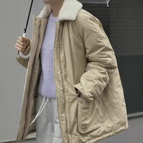 高端撞色中长款羽绒服外套erume