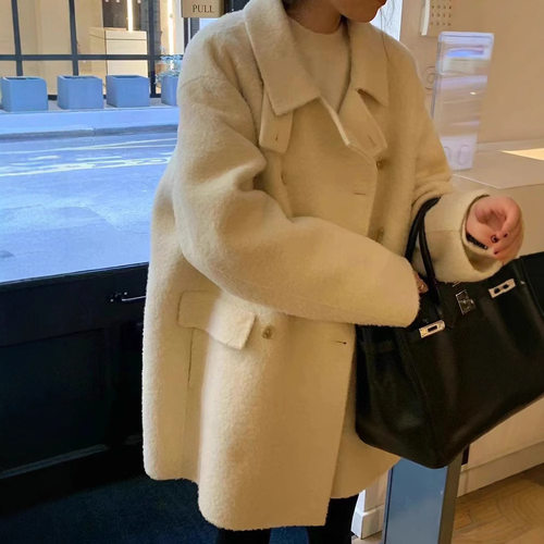 OUNCE高级感长款羊驼毛大衣外套