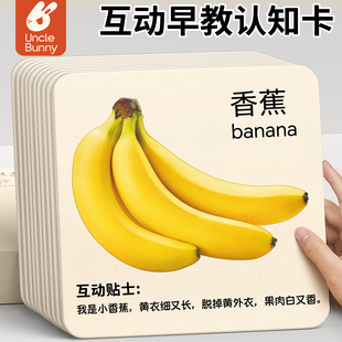 宝宝启蒙早教认知卡片动物闪卡看图识物认识水果蔬菜大卡婴儿玩具