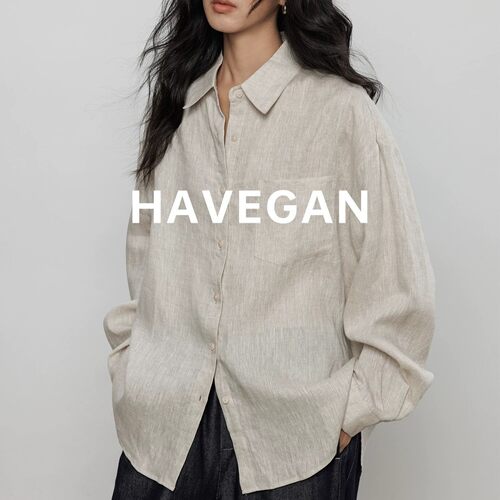 与间HAVEGAN/春季长袖亚麻衬衫女宽松2026新款老钱风休闲慵懒上衣
