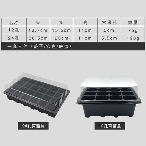 陌町 12/24孔育苗盘大穴育苗箱保温盒 绿植花卉蔬菜播种育苗钵