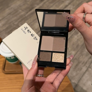冷萃灰棕水泥大地色！深邃消肿眼影盘低饱和哑光珠光修容盘 女ins