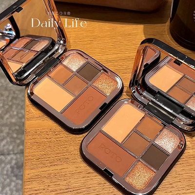 POTO七色眼影盘一盘多用哑光珠光易上色多色持久综合一体盘高光