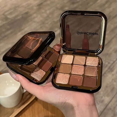 GLAMCOLOUR九色眼影盘一盘多用哑光珠光一体盘不掉色大地色ins女