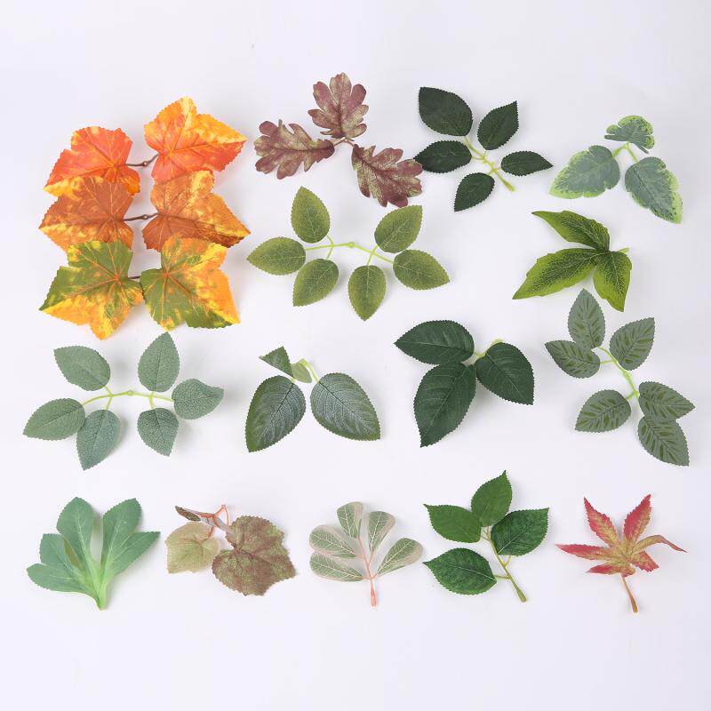 仿真白霜植物绿叶 diy手工花环头饰草帽植物墙制作材料 插花配件