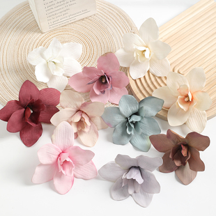 复古仿真花蕙兰花头diy手工花环发饰头饰配件婚庆花艺装饰材料