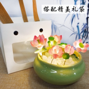 琉璃莲花小夜灯手工diy荷花莲花摆件氛围灯活动礼物卧室睡眠灯