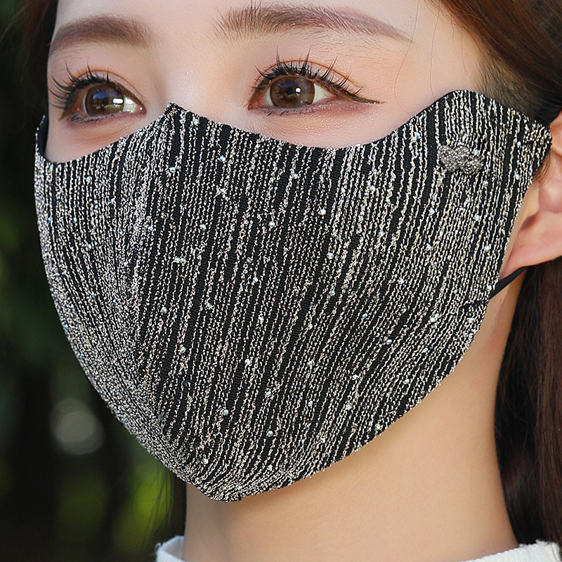 秋冬保暖防风透气防晒口罩透气亮片呼吸立体韩版加大眼角时尚面罩