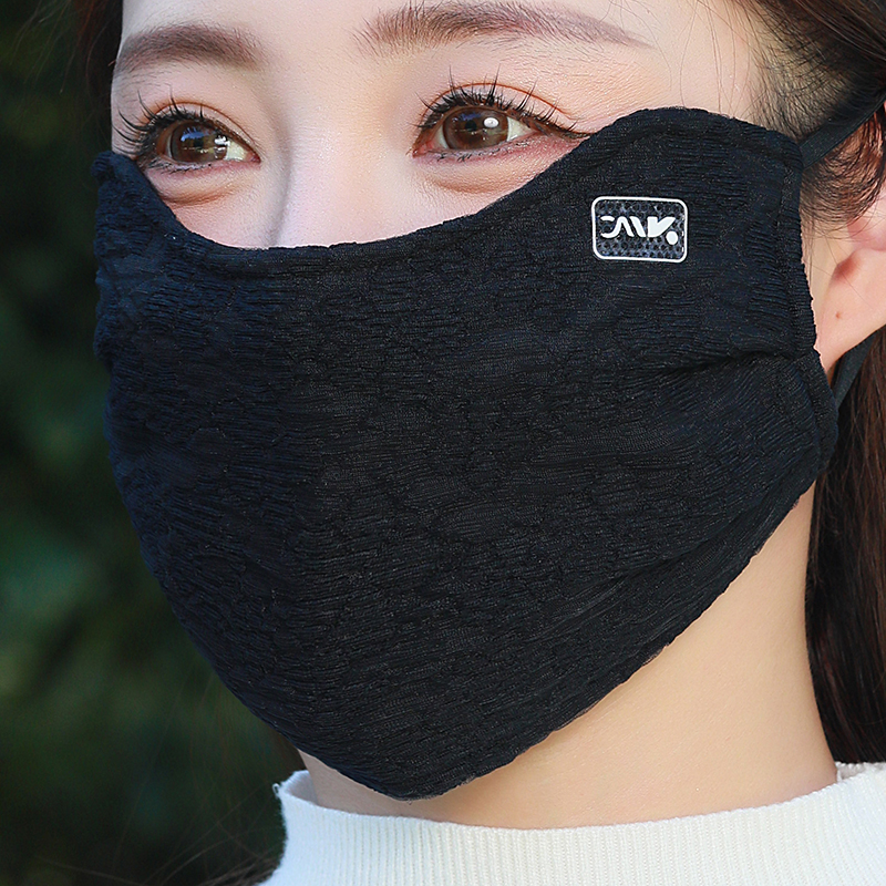 蕾丝保暖口罩女秋冬季优雅气质显脸小高颜值防风防寒搭配装饰面罩