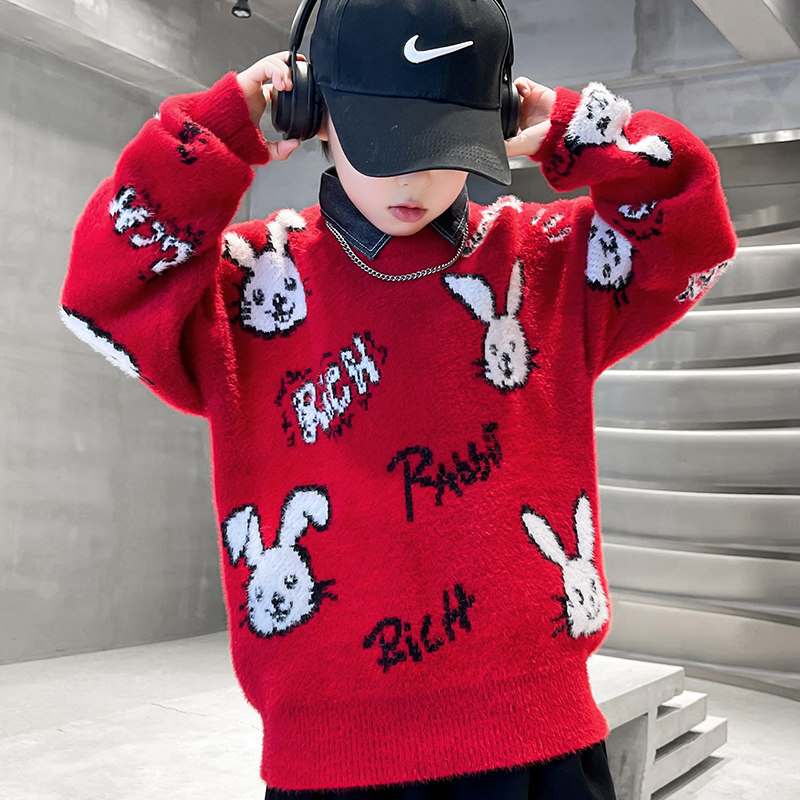 水貂绒男女童红色儿童童装毛衣加厚保暖套头针织衫圆领春秋冬款,童装/婴儿装/亲子装,毛衣/针织衫,淘宝优惠券,粉丝福利购,淘宝优惠卷