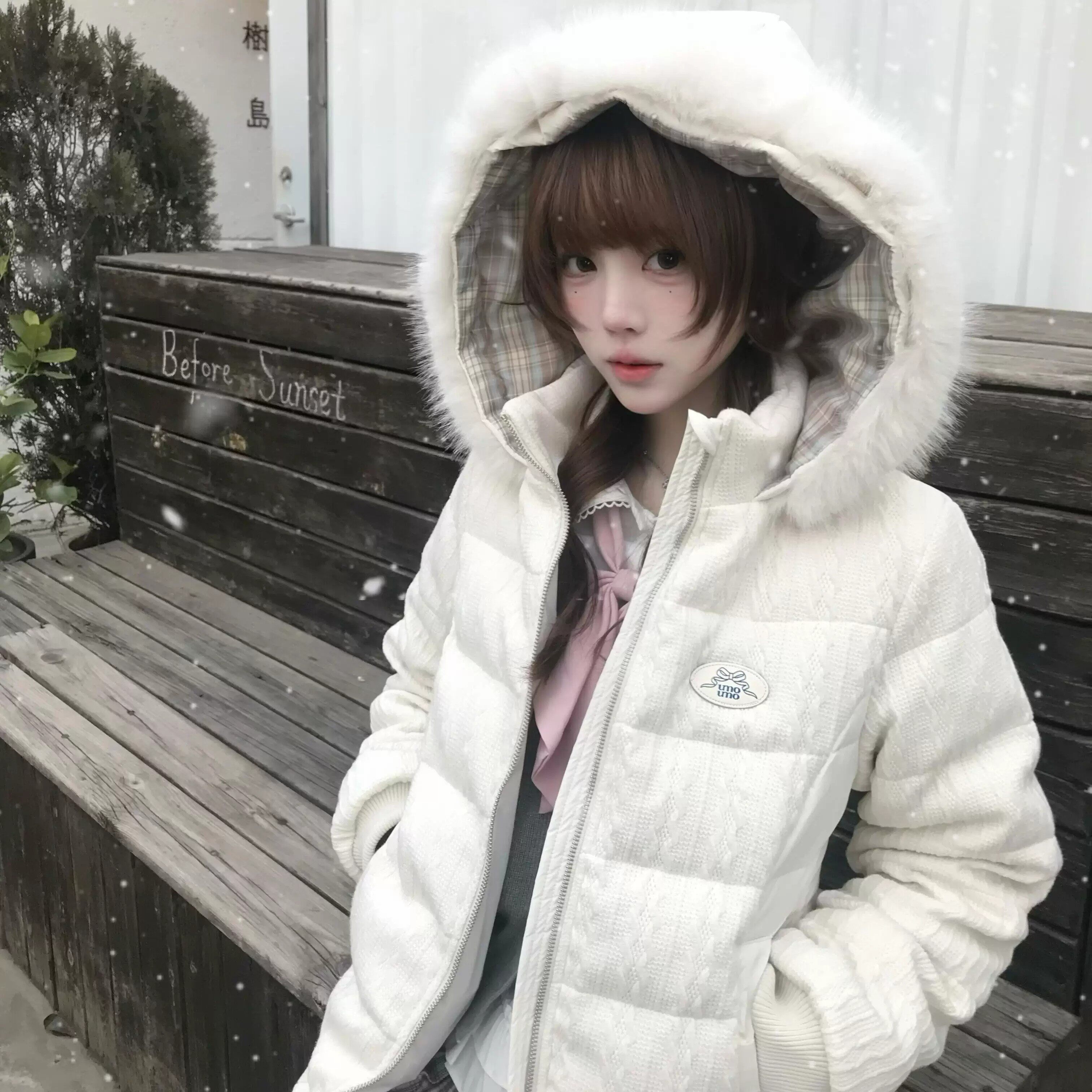 韩系毛领连帽排骨棉服女新款冬季加厚收腰显瘦小个子棉衣短款外套