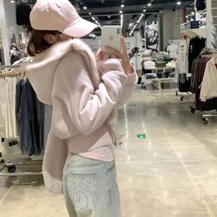 毛毛内胆双面穿环保皮草棉服女冬季新款小个子夹棉袄加厚夹克外套