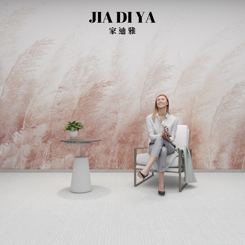 简约现代粉色芦苇风景壁纸客厅电视背景墙纸卧室书房酒店民宿墙布