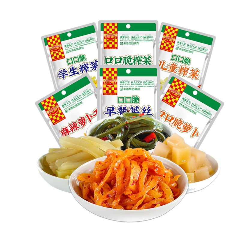 川南下饭菜53g*10袋学生榨菜泡菜麻辣萝卜干海带丝爽口菜芯小包装