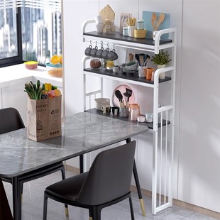 桌面收纳神器餐桌置物架靠墙餐桌边置物架落地上桌子方收纳架子