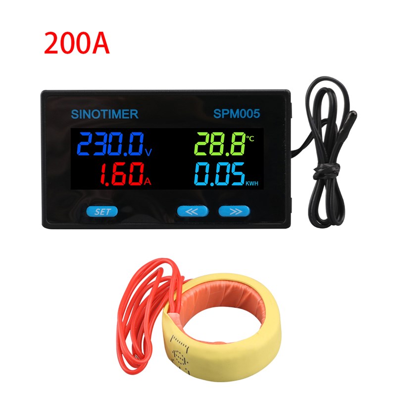 SPM005 多功能交流单相数显电压电流表 功率频率因数温度监测仪表