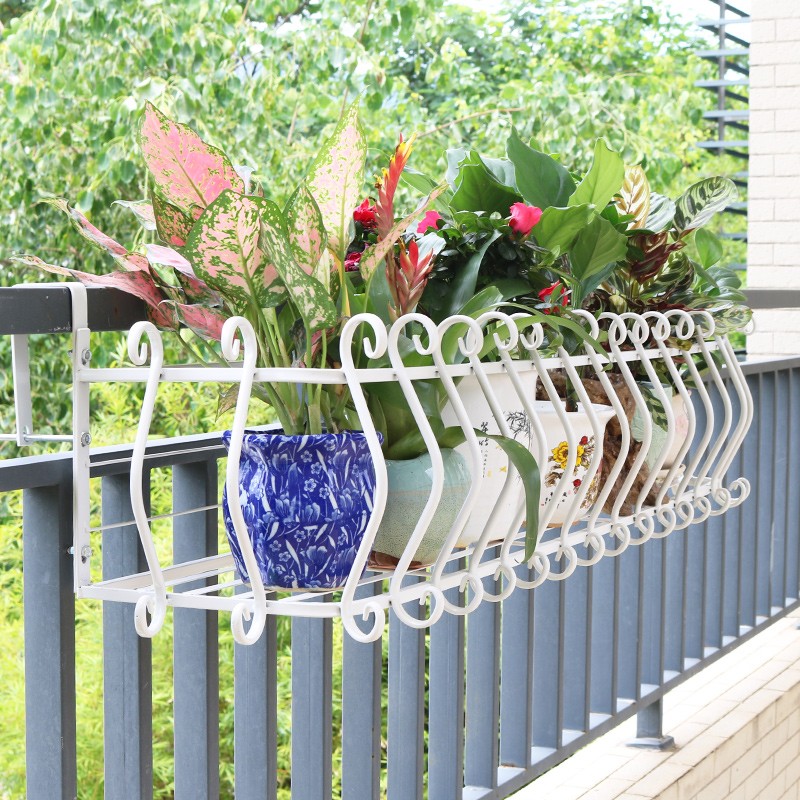 铁艺美式栏杆花架阳台挂式悬挂花盆架室内户外收纳架绿萝多肉架子