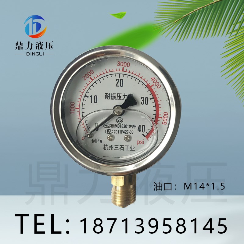 液压机械耐震YN60径向抗震压力表变径转换接头可调压开关0-40兆帕