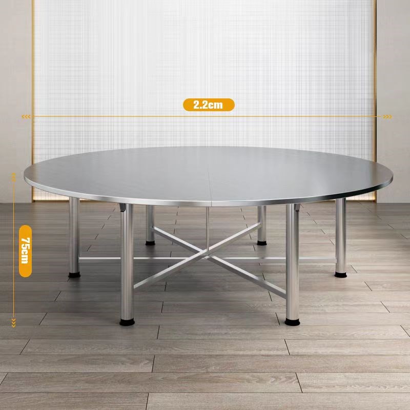 不锈钢餐b桌折叠大圆台桌家用吃饭桌子大排档地摊桌转盘桌新型餐