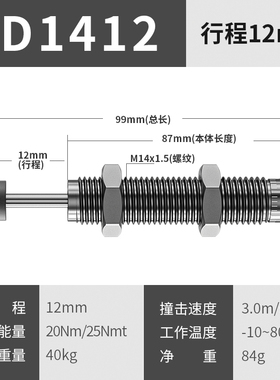 油压缓冲器AC/AD/RB/RBC/1008/1210/1412/1416/15/2030/2050/2525