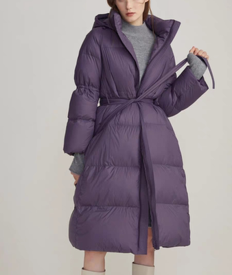 霍尔多巴吉白鹅绒收腰羽绒服新款修身中长款外套大衣朗家同批同款