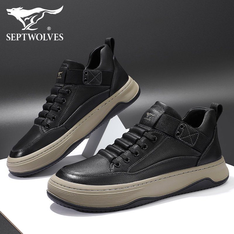 七匹狼男鞋夏秋真皮休闲保暖高帮皮鞋男士一脚蹬加厚耐磨工装板鞋,流行男鞋,工装鞋,淘宝优惠券,粉丝福利购,淘宝优惠卷