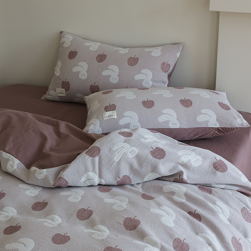 花时间生活初春色织可爱兔子被套床上用品水洗纯棉提花床单四件套,床上用品,床品套件/四件套/多件套,淘宝优惠券,粉丝福利购,淘宝优惠卷