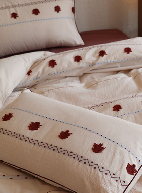 花时间生活圣诞系列小树色织提花秋冬磨毛四件套床上用品床单亲肤