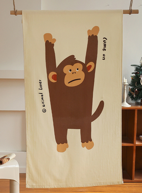 花时间生活卡通动物印花纯棉洗脸面巾精梳棉毛巾亲肤柔软吸水浴巾