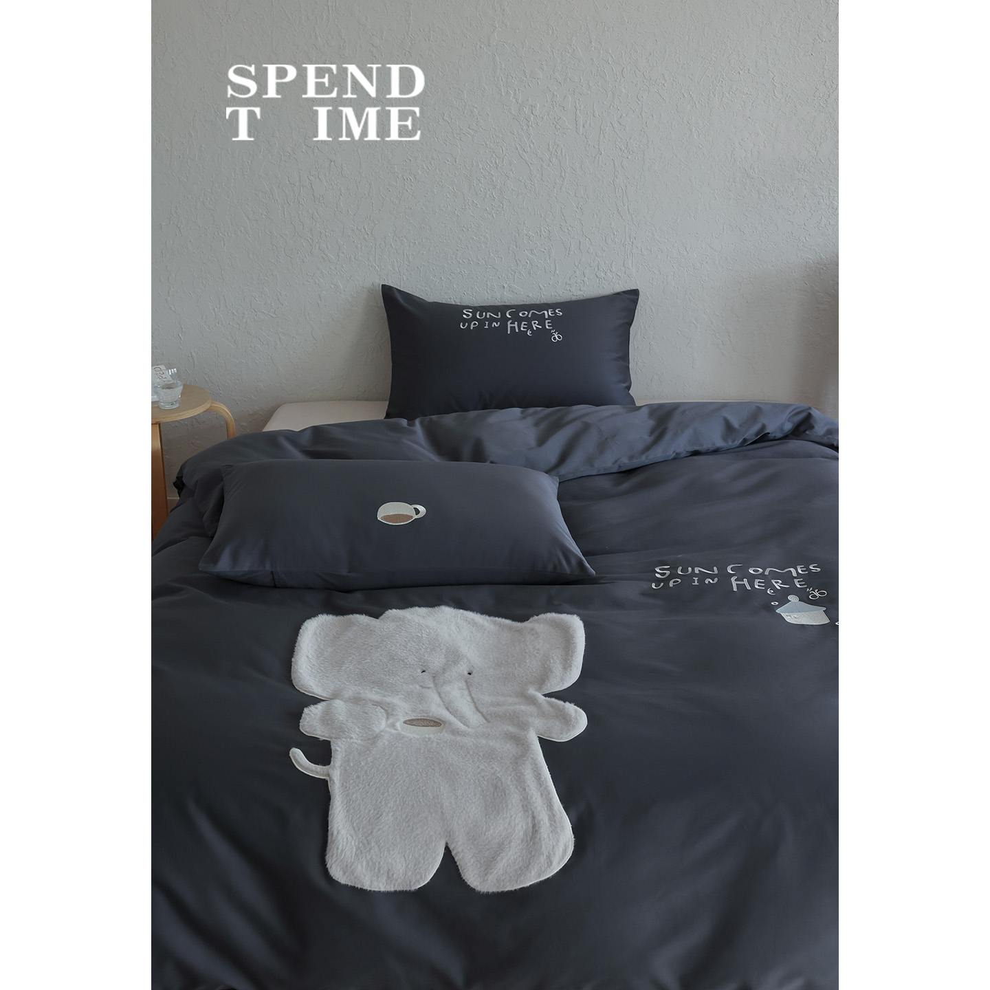 卡通大象毛巾绣纯棉四件套