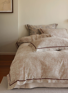 花时间生活秋季法式提花全棉婴儿棉被套床单柔软纯棉亲肤四件套