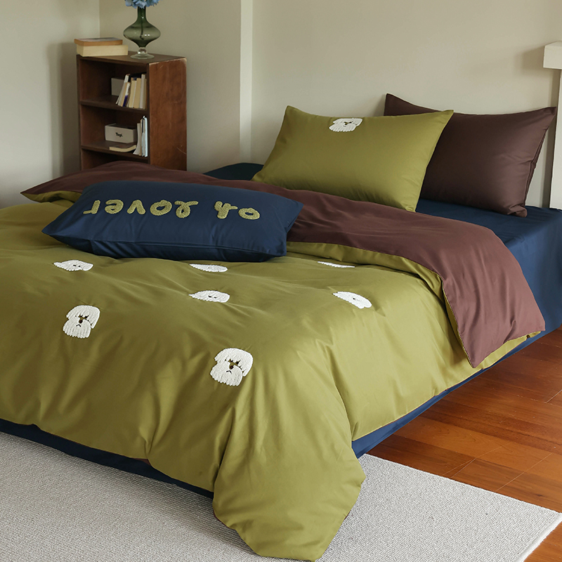 花时间生活全棉磨毛婴儿棉床品秋季卡通纯棉被套亲肤床单四件套