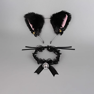 蕾丝蝴蝶结铃铛猫耳狐狸耳朵发箍项圈圣诞节头饰