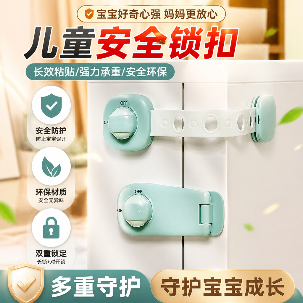 婴童抽屉推拉门防开安全锁