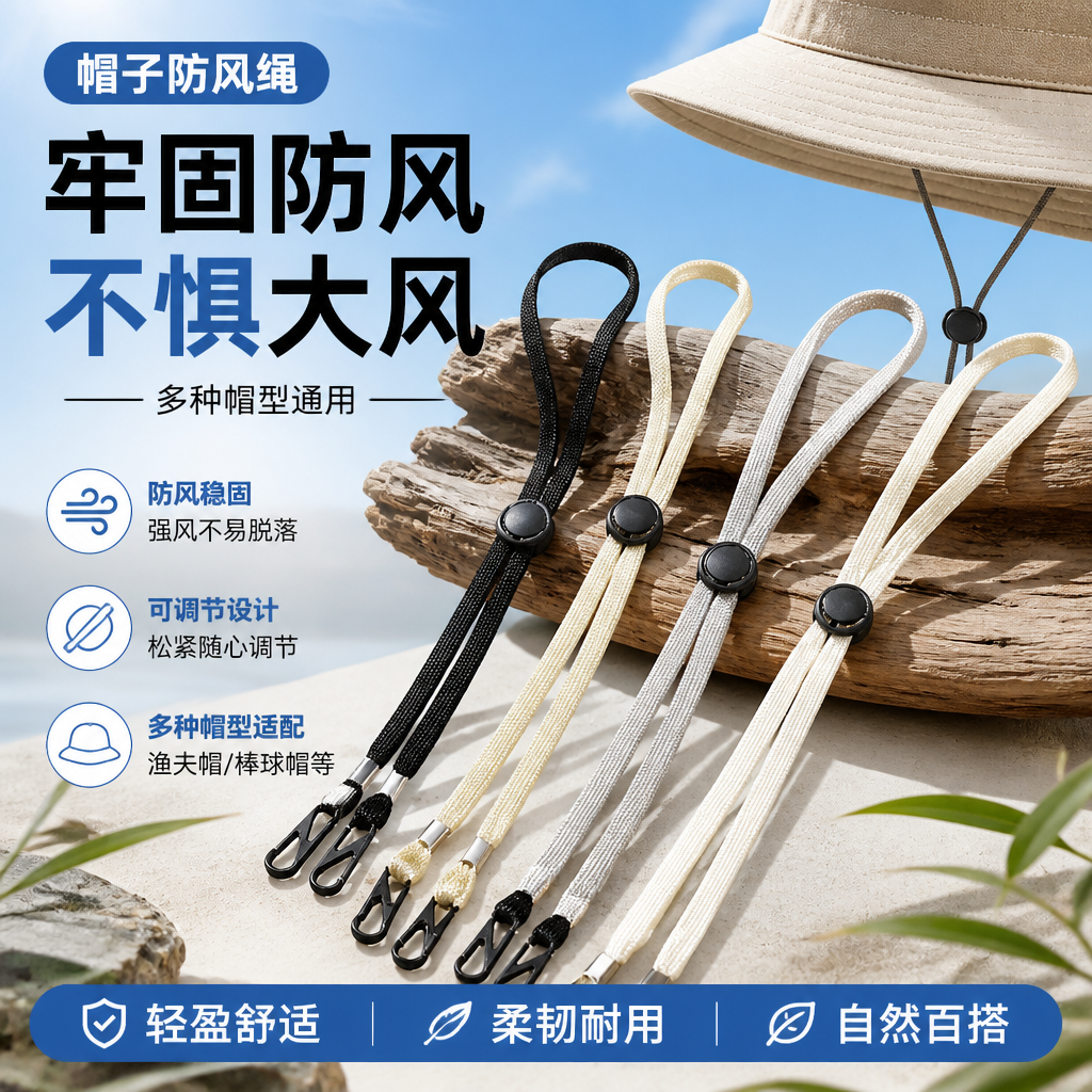 防风防掉帽子专用固定绳