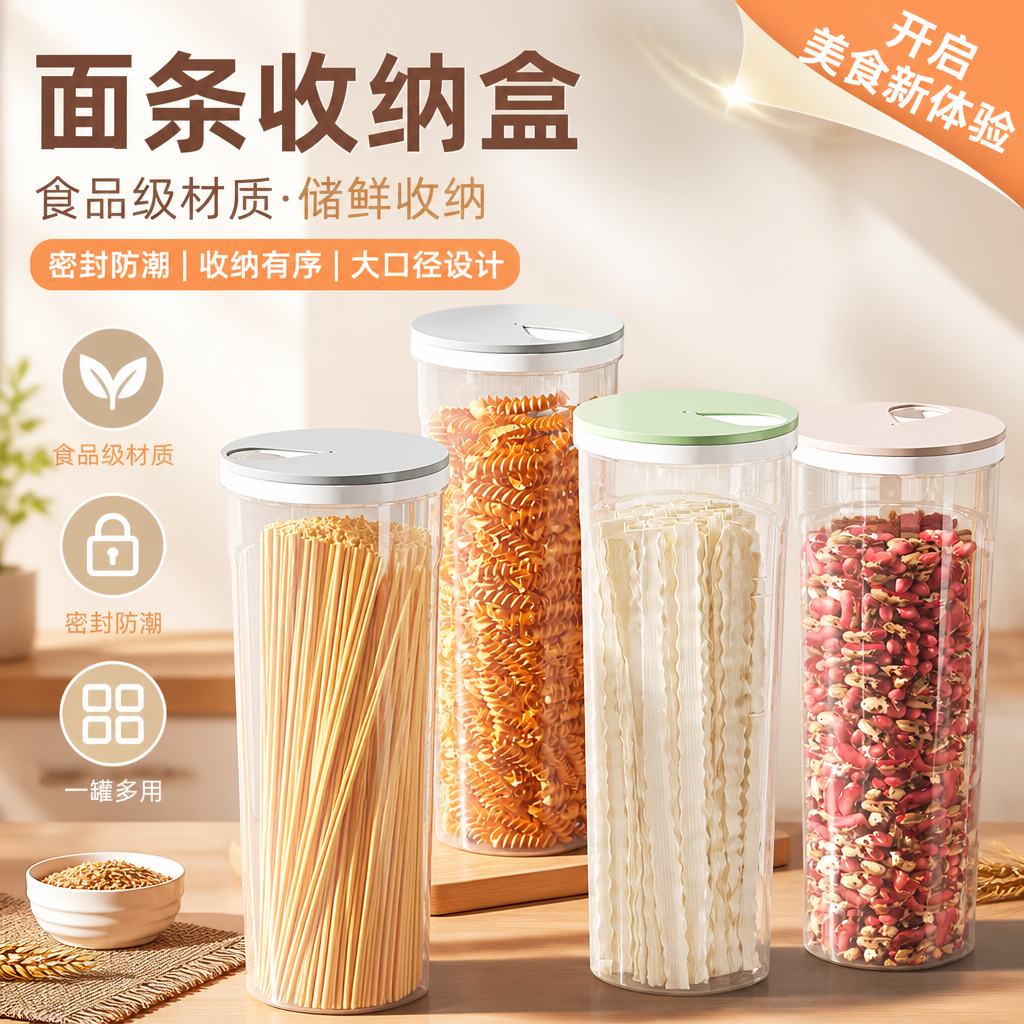 面条收纳盒杂粮挂面储存罐厨房装意面条的盒子食品级密封罐收纳筒