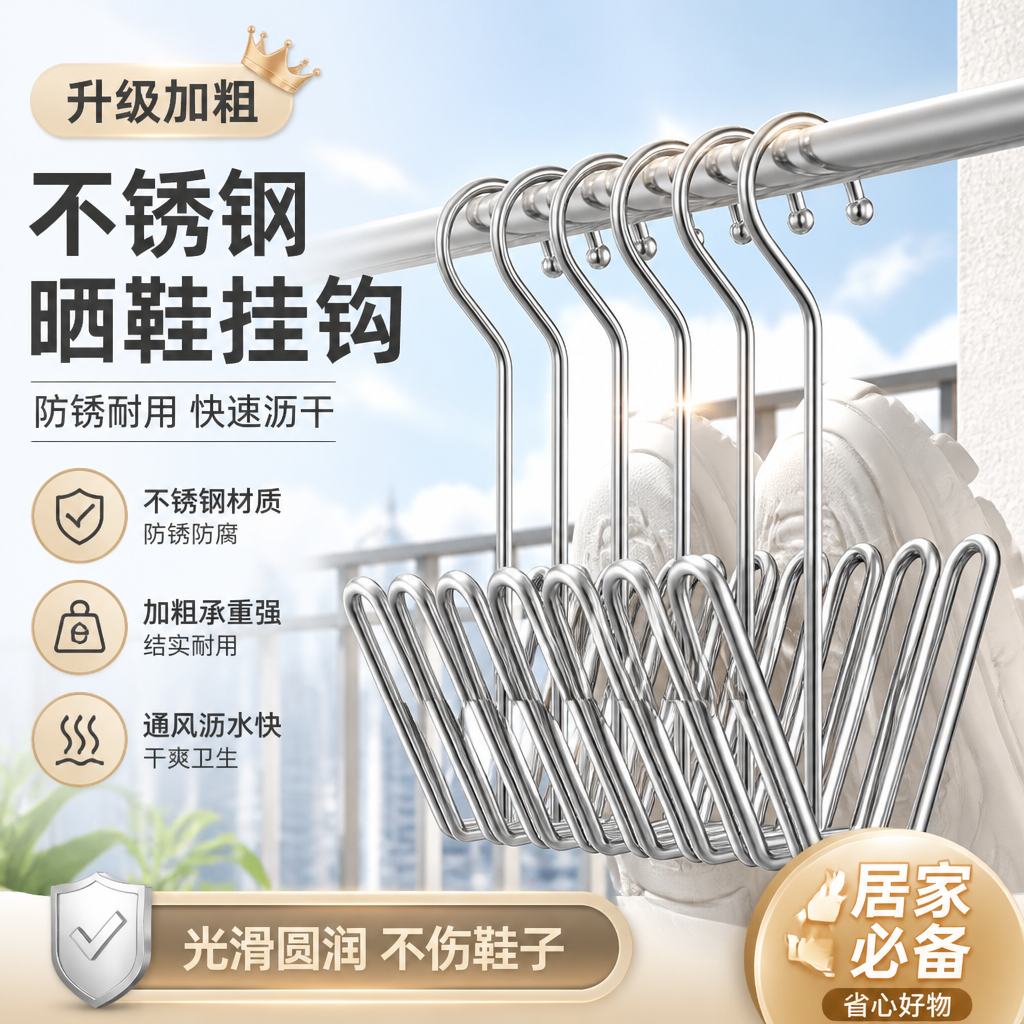 不锈钢防风阳台窗台晾鞋架