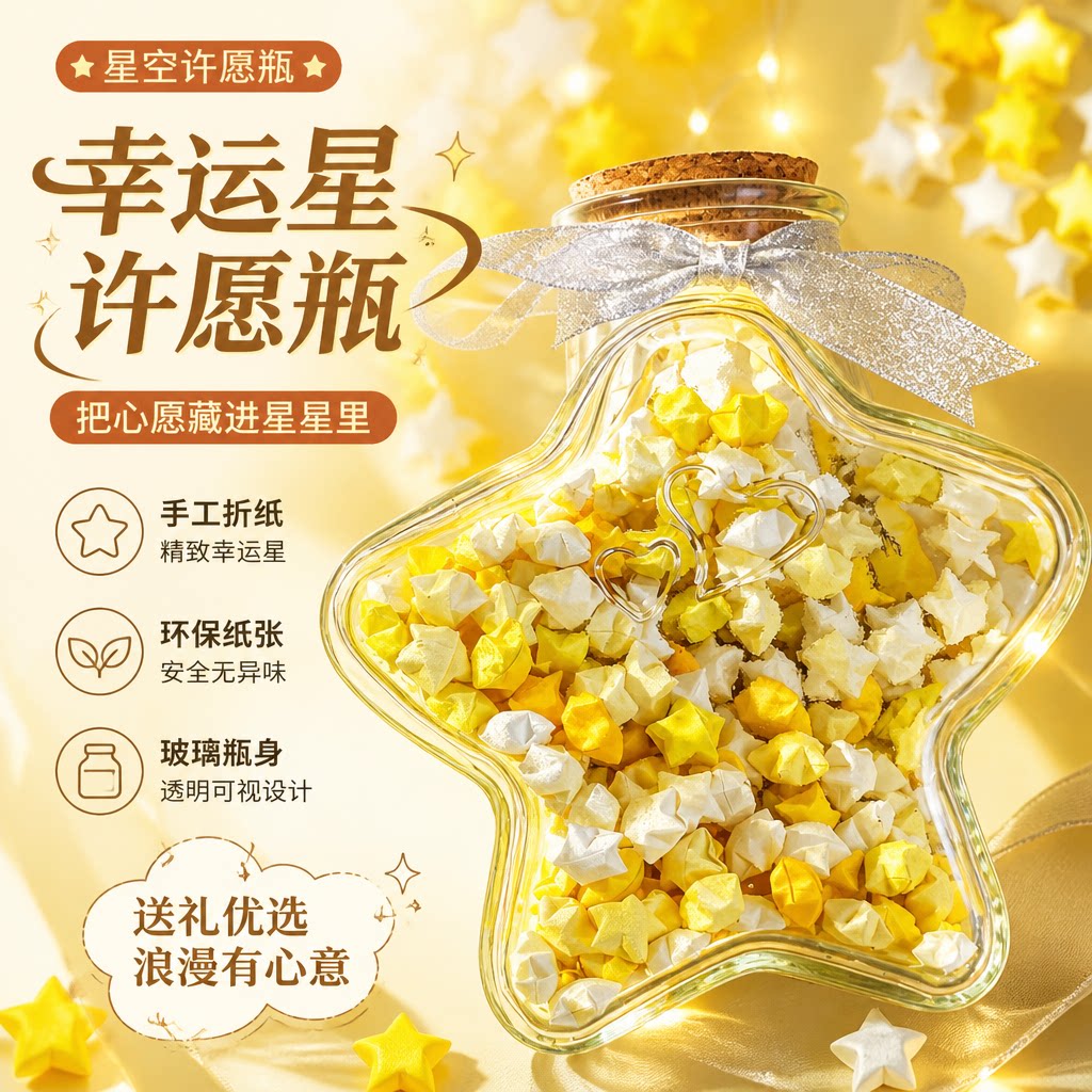 彩色星星折纸幸运星瓶许愿星