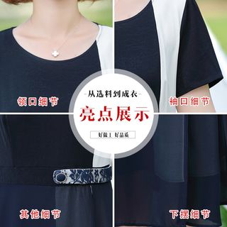 新款2021短袖中年女装夏装妈妈连衣裙长裙女气质显瘦薄款雪纺裙子