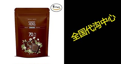 ChocZero 70% Dark Chocolate, Sugar free, Low Carb. No Sugar