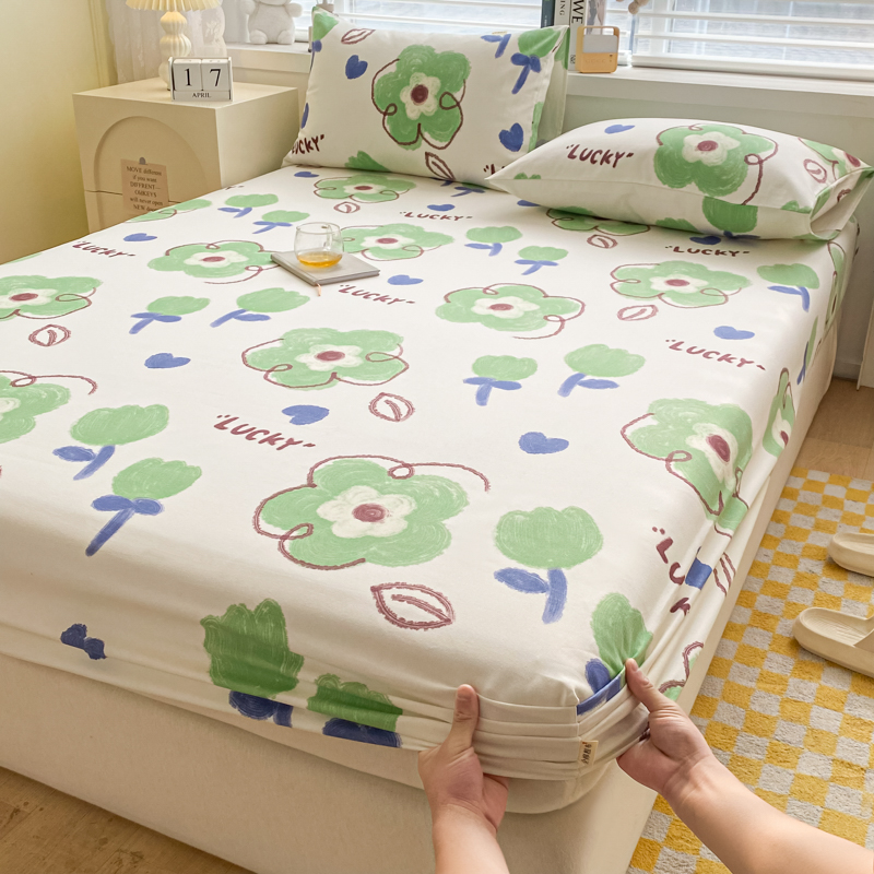 A类床笠全棉老粗布凉席单件防尘罩加厚三件套学生宿舍床单人双人