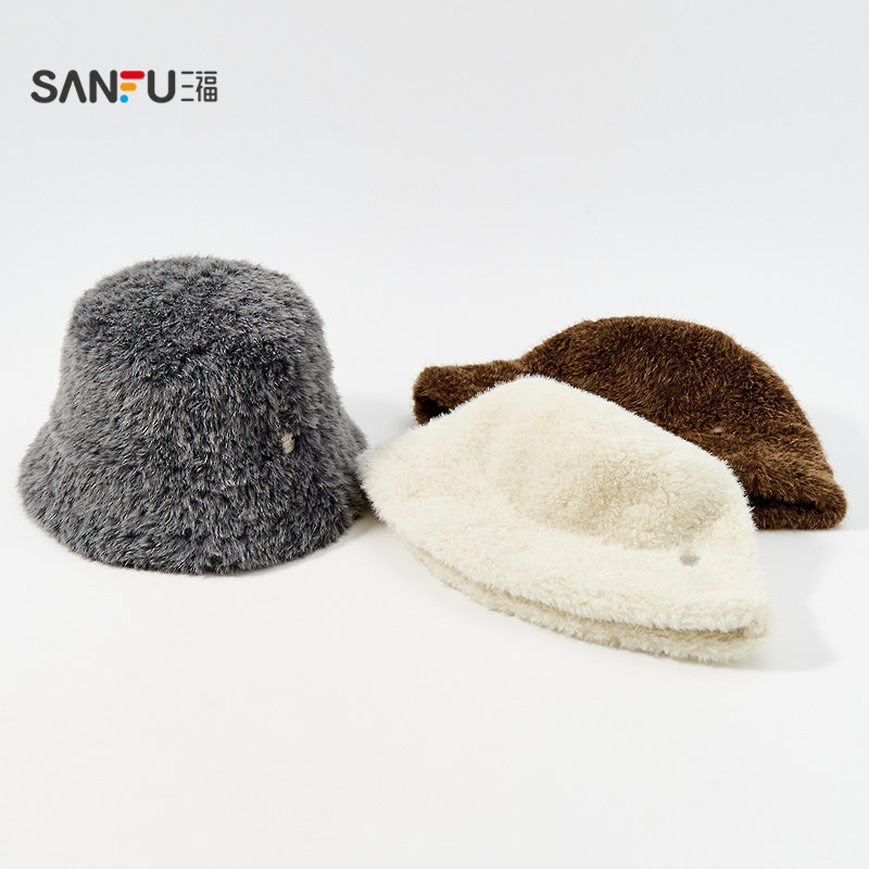 三福基础简约渔夫帽 气质时尚氛围感服饰配件配饰帽子850302