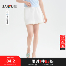 三福短裤2025夏季蕾丝花边裤脚松紧腰宽松A字裤女装503668