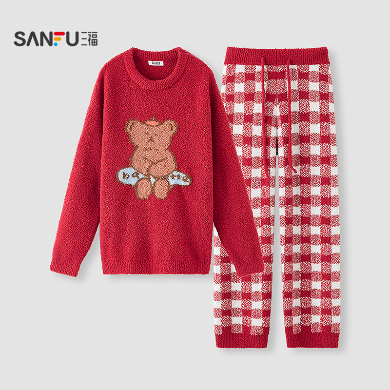 三福【BRUNCH BROTHER联名】女冬季圆领套头家居服套装512948