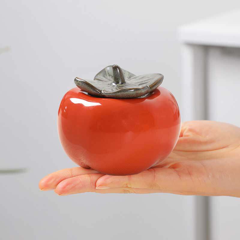 便携陶瓷小号随身柿子茶叶罐密包装盒茶罐伴手礼公司礼品logo定制