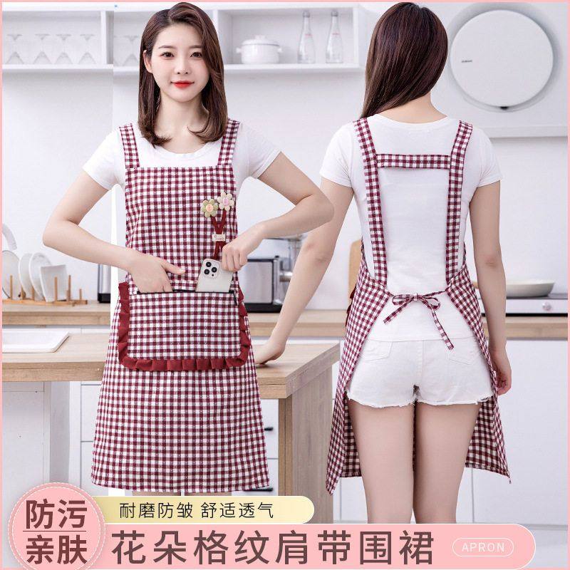 2025韩版时尚款围裙厨房家用高颜值做饭工作服女夏季薄款透气围腰,家庭/个人清洁工具,围裙,淘宝优惠券,粉丝福利购,淘宝优惠卷
