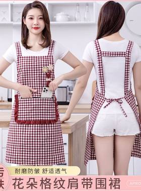2025韩版时尚款围裙厨房家用高颜值做饭工作服女夏季薄款透气围腰