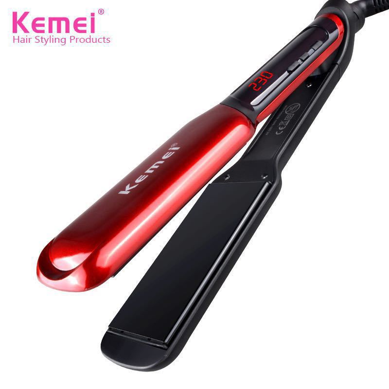 新款科美控温直发器 离子烫发拉直板液晶显示烫发器KM-9620