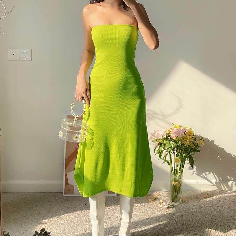 速卖通 夏季新款 2022纯色套头无袖高腰包臀型休闲欧美女装连衣裙