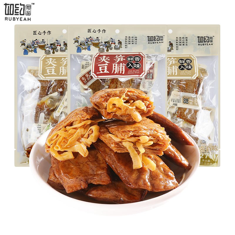 如约夹笋豆脯270g笋丝豆v干烤肉夹豆干香辣手撕卤味素食豆腐干零
